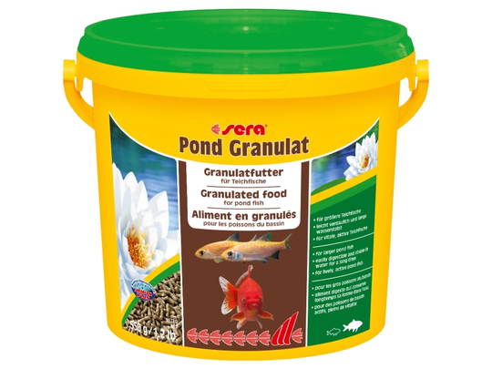 sera Pond Granulat, Dammfisk, Torr fiskmat, Pellets, Vitamin A, Vitamin B1, Vitamin B2, Vitamin C, Vitamin D3, Vitamin E, Stor, Medium, 32,1%