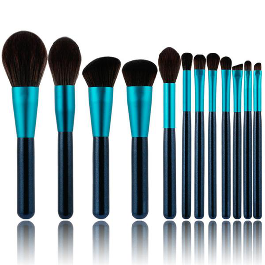 Sminkborstar make-up brushes professionella 12-pack (Blå)