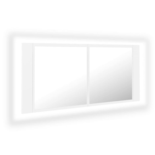 vidaXL Spegelskåp med LED vit 100x12x45 cm