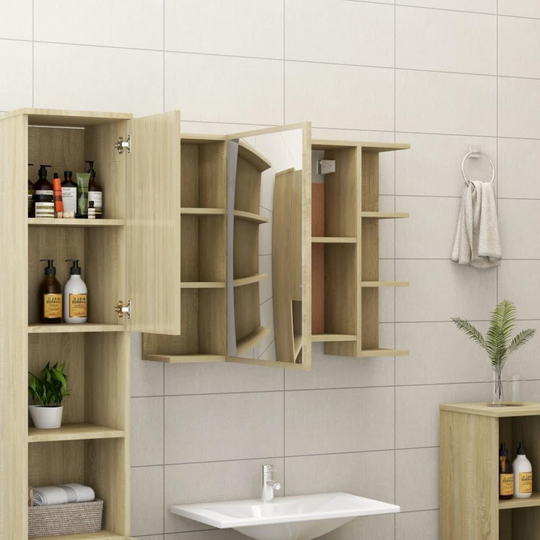 Spegelskåp för badrum sonoma-ek 80x20.5x64 cm spånskiva