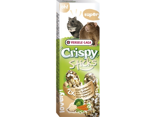 Versele-Laga Sticks Hamsters-Rats Rice & Vegetables, Snack, 110 g, Guinea pig, Hamster, Mus, Vitamin D3, Vitamin E, Cereals (1.5%, roasted rice), see