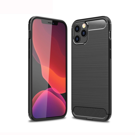 Carbon Fiber Brushed Skal för iPhone 12/12 Pro - Svart