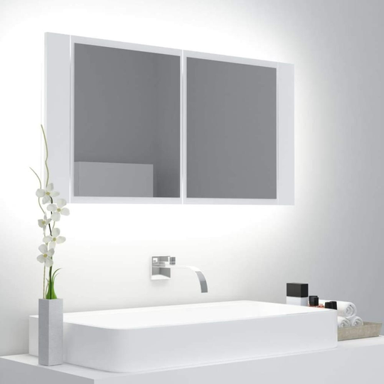 Medina Spegelskåp med LED vit 90x12x45 cm