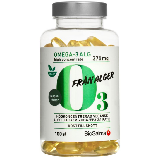 BioSalma Omega-3 Alg 375 mg DHA/EPA 100 kapslar