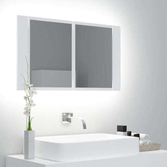 Medina Spegelskåp med LED vit 80x12x45 cm