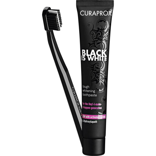 CURAPROX Black Is White Set 73320633 Rengöringsmedel för kuggar, Tandkräm Svart