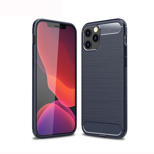 Carbon Fiber Brushed Skal för iPhone 12/12 Pro - Blå