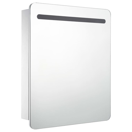 Badrumsspegel med skåp LED 68x9x80 cm