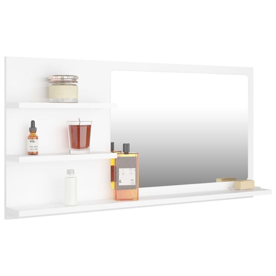 Badrumsspegel vit 90x10.5x45 cm spånskiva