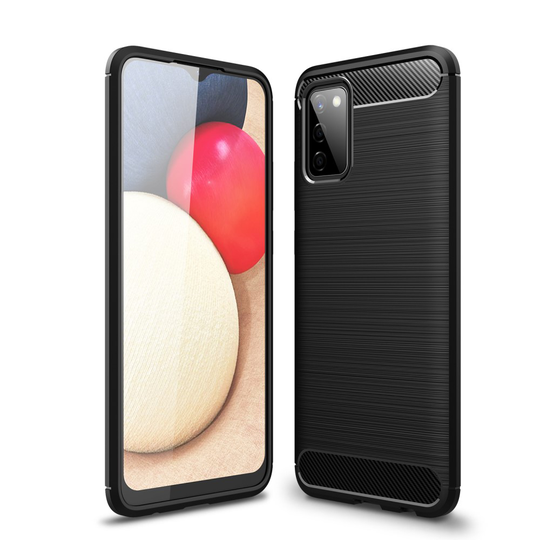 Carbon Fiber Brushed Skal för Samsung Galaxy A02s - Svart