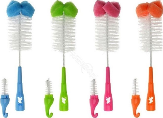Akuku A brush for bottles and teats with a sponge. Bear