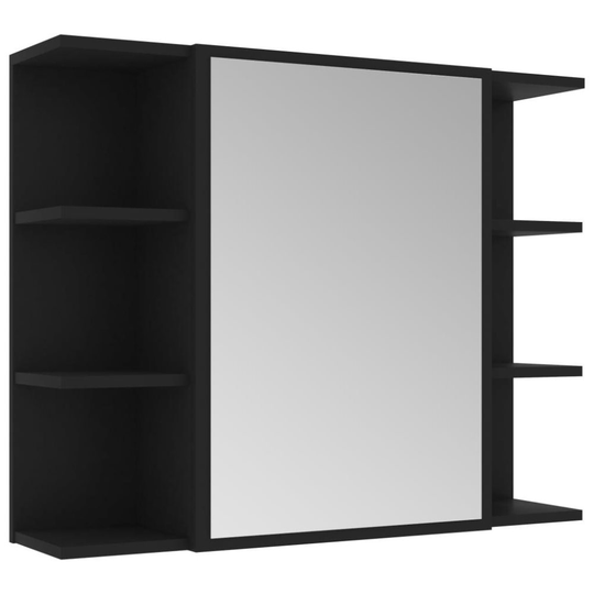 vidaXL Spegelskåp för badrum svart 80x20,5x64 cm spånskiva