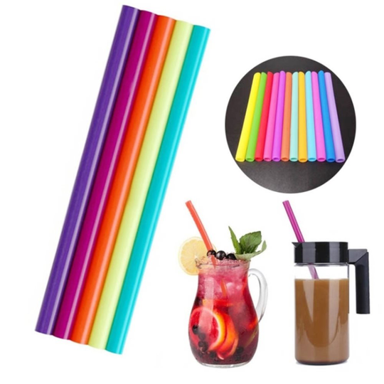 5-Pack - Flexibla Sugrör i Silikon med Borste (25cm)