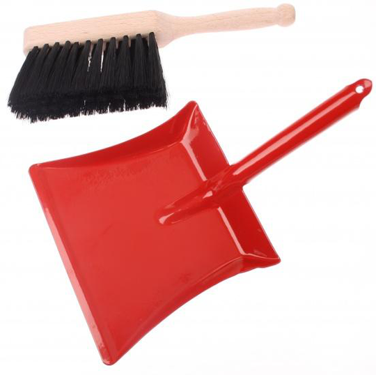 Handpanna och borste 18 cm Röd