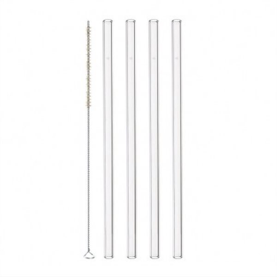 Sugrör Glas 4-pack + Borste