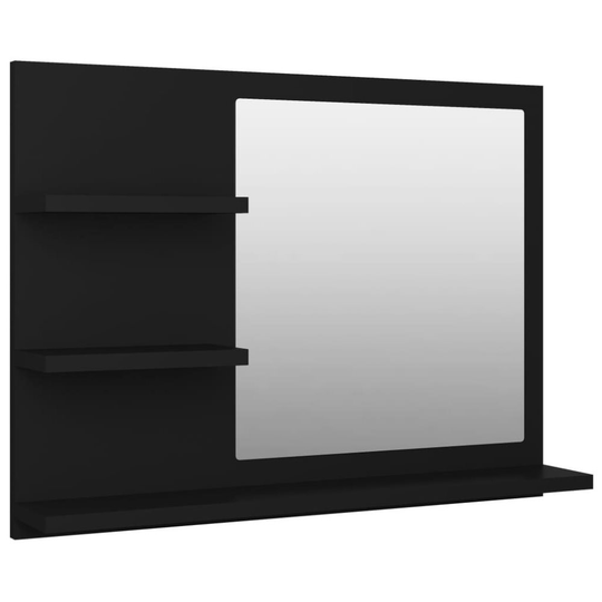 vidaXL Badrumsspegel svart 60x10,5x45 cm spånskiva