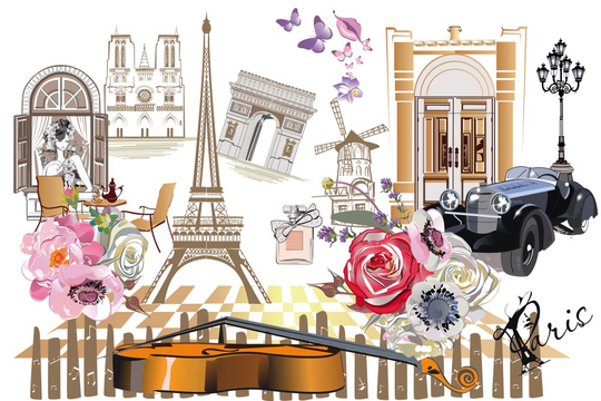 Fototapet till fondvägg "Paris collage"