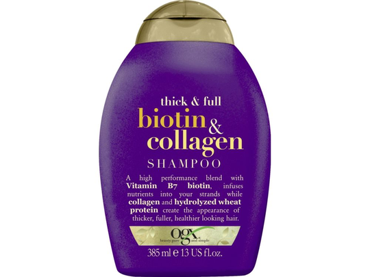 Organix Cosmetix Biotin & Collagen Shampoo shampoo with biotin and collagen adding volume to hair 385ml