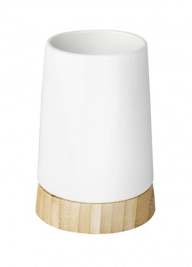 tandborsthållare Bambu 8 x 11 cm keramisk vit/naturlig