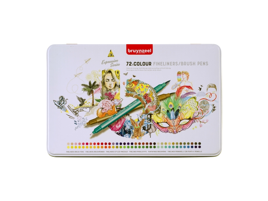 Bruynzeel Fineliner/brush pen set | 72 colours