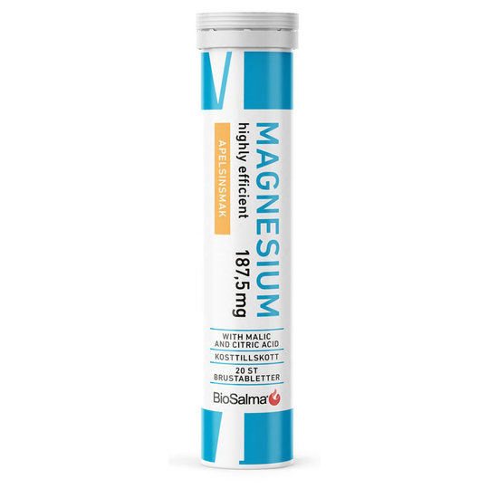 BioSalma Magnesium Highly Efficient 187,5mg Apelsinsmak 20 brustabletter