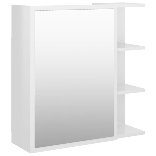 vidaXL Spegelskåp för badrum vit högglans 62,5x20,5x64 cm spånskiva