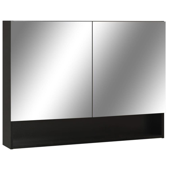 vidaXL LED-Spegelskåp för badrum svart 80x15x60 cm MDF