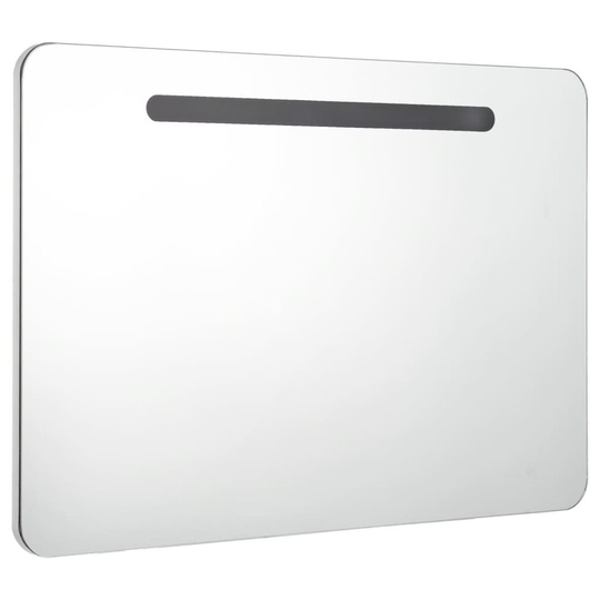 Badrumsskåp med spegel LED 80x11x55 cm