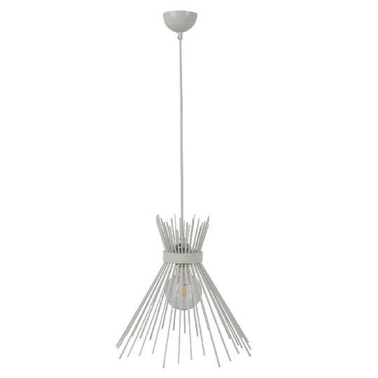 HOMEMANIA Brush Hanging Lamp - Chandelier - Ceiling - White, Chrome made of Metal, 36 x 36 x 80 cm, 1 x E27, Max 100W