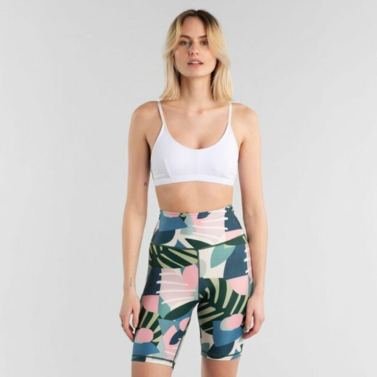 Bike Tights Kortebo Collage Leaves Green