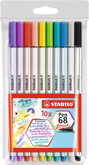 Pen 68 Brush 10/fp Vattenlösliga Stabilo