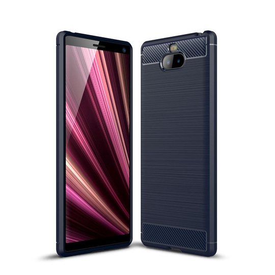 Carbon Brushed Mobilskal till Sony Xperia 10 Plus - Blå