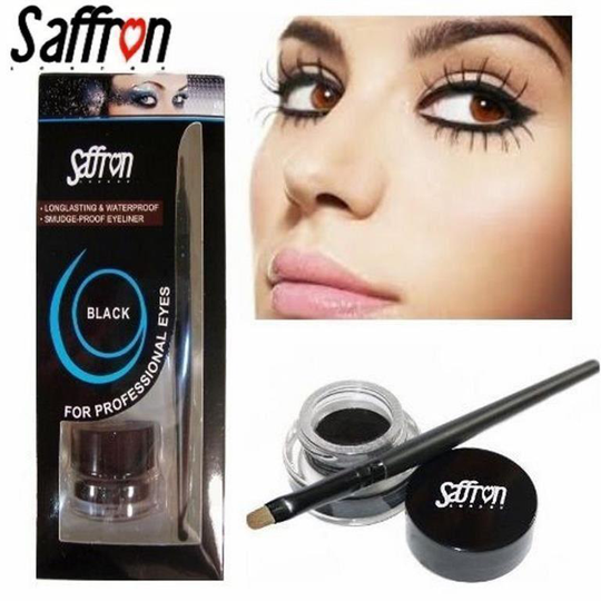 Saffron Black GEL Eyeliner With Brush Longlasting&Waterproof