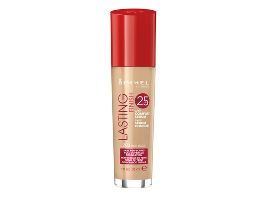 Rimmel Lasting Finish 25H Foundation With Comfort Serum, Pumpflaska, Vätska, True Beige, Fuktgivande, Fuktgivande, Utjämnande, Kvinna, 25 h