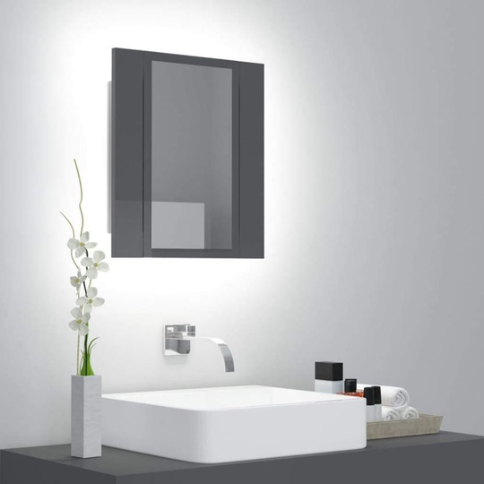 Medina Spegelskåp för badrum LED grå högglans 40x12x45 cm