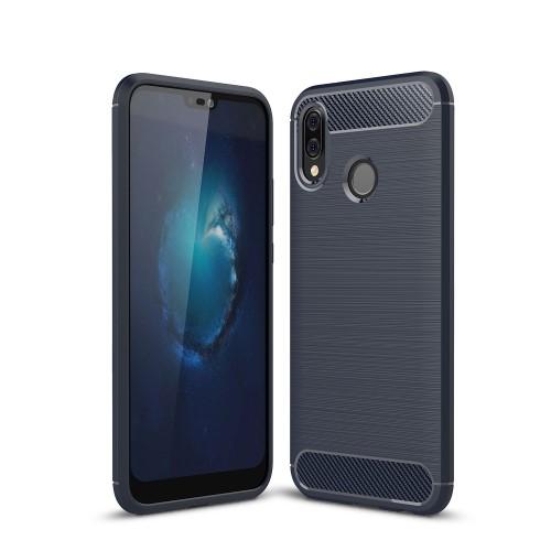 Carbon Brushed Mobilskal till Huawei P20 Lite - Blå