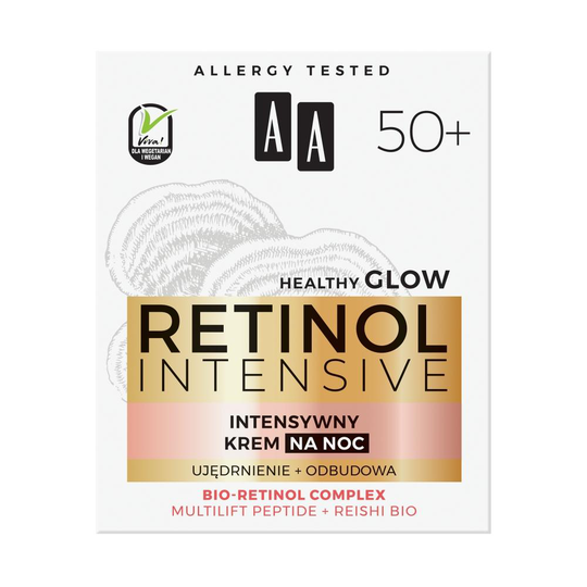 AA 50+ Intensiv Retinol Intensive Night Cream + Firming Reduction återuppbyggnad Multi peptid & Organic Reishi 50ml