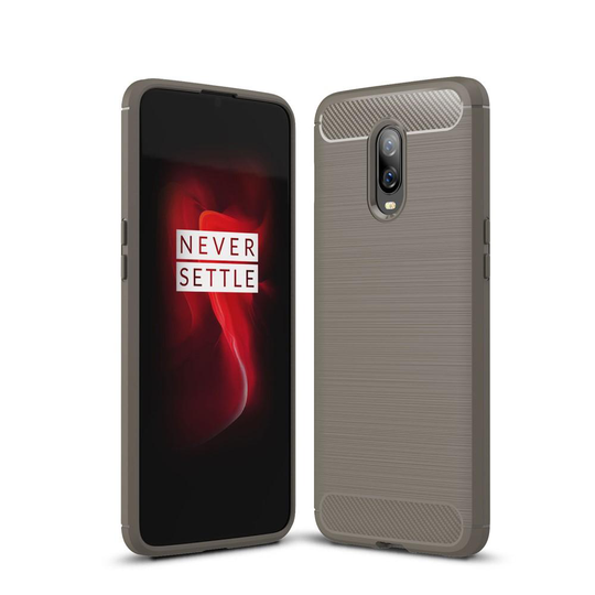 OnePlus 6T - Brushed TPU Skal - Grå