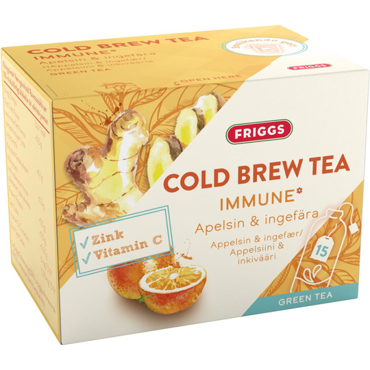 Friggs Cold Brew Tea Immune Apelsin & Ingefära 15 tepåsar