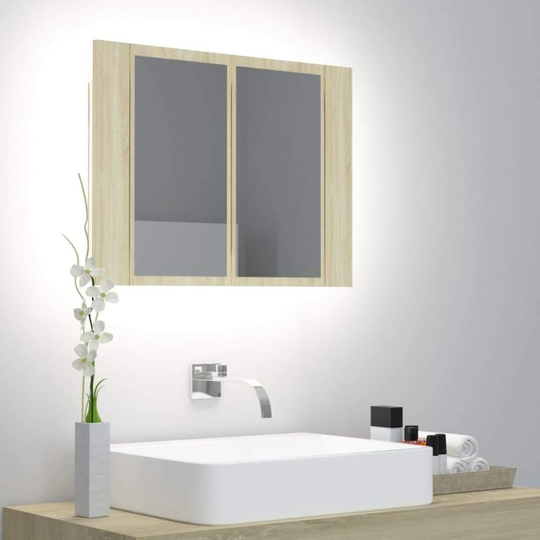 Medina Spegelskåp med LED sonoma-ek 60x12x45 cm