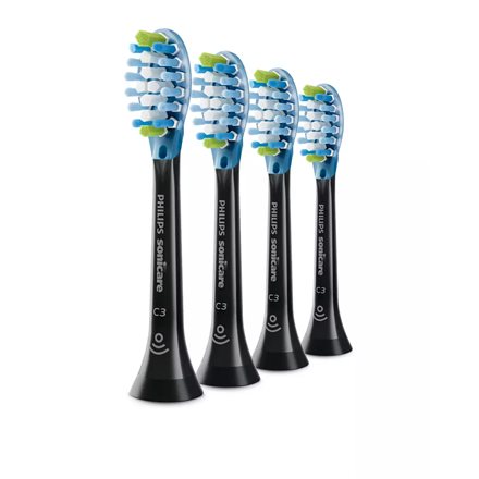 Philips Tandborsthuvuden HX9044/33 Sonicare C3 Premium Plaque Heads, För vuxna och barn, Antal borsthuvuden ingår 4, Sonic-teknik, Svart