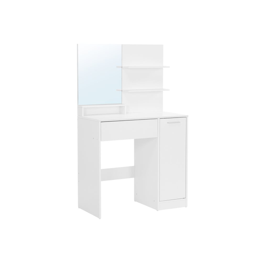 Segenns Sminkbord - med spegel - Förvaringsfack - 1 låda - 2 hyllplan - Vit - 80 x 40 x 132 cm