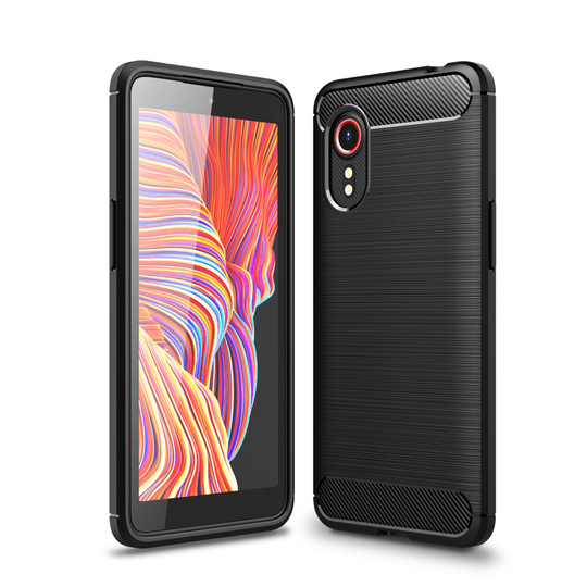 Brushed Carbon Fiber Skal för Samsung Galaxy Xcover 5 - Svart