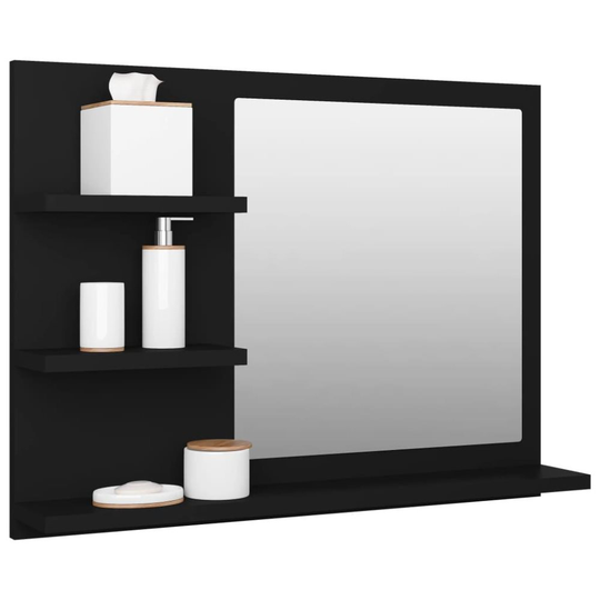 Badrumsspegel svart 60x10.5x45 cm spånskiva