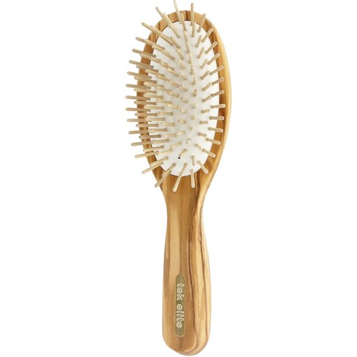 Big Oval Brush In Olive Wood With Short Wooden Pins