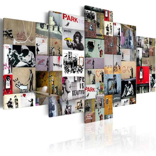 Tavla - Art of Collage: Banksy IV (200 x 100 cm)