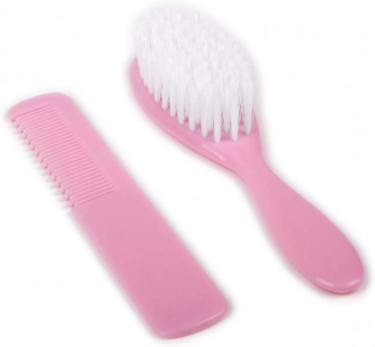 borste och kam junior 15 x 5 cm rosa 2 st