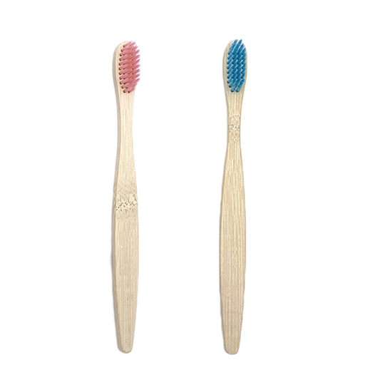 Barntandborste Bambu 2-pack rosa/ljusblå