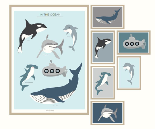 Frank & Poppy Ocean Poster collage för barnrummet