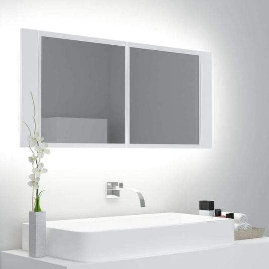Medina Spegelskåp med LED vit 100x12x45 cm